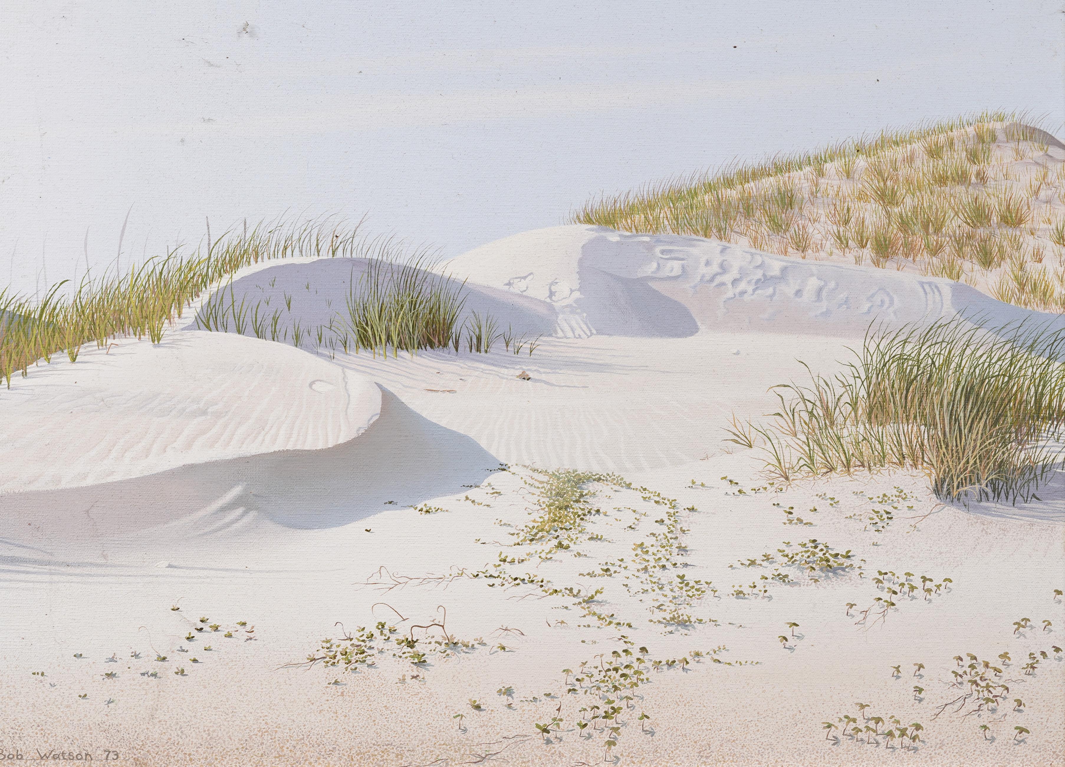 Vintage American Realist Florida Coastal Beach Dune Signed Seascape Oil Painting 1