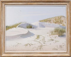 Signierte Meereslandschaft, Ölgemälde, amerikanischer Realismus, Florida Coastal Beach Dune, Vintage