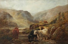 Highland Cattle by a Mountain Stream