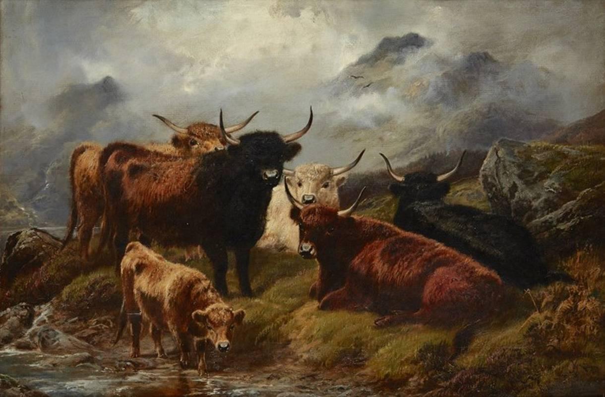 Highland Cattle - Painting by Robert Watson