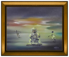 Robert Watson Original Oil Painting on Canvas Signed Surreal Child Portrait Art