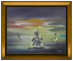 Robert Watson Original Oil Painting on Canvas Signed Surreal Child Portrait Art