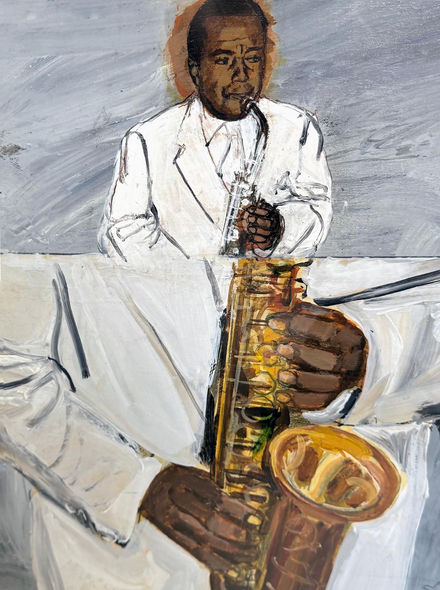 Couverture d'album d'un Saxophone Jazz Musician Charlie Parker - Painting de Robert Weaver
