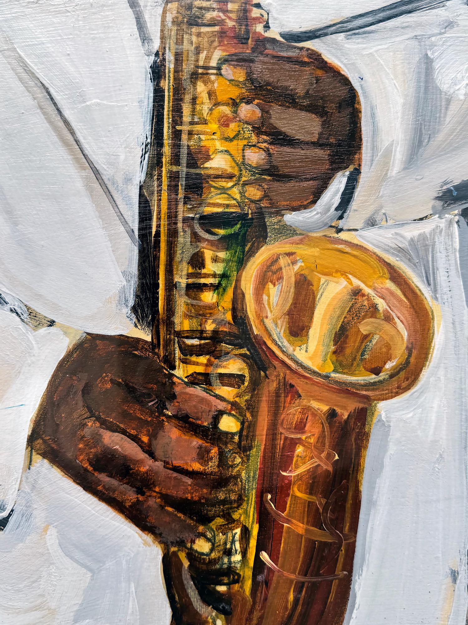 Couverture d'album d'un Saxophone Jazz Musician Charlie Parker - Contemporain Painting par Robert Weaver