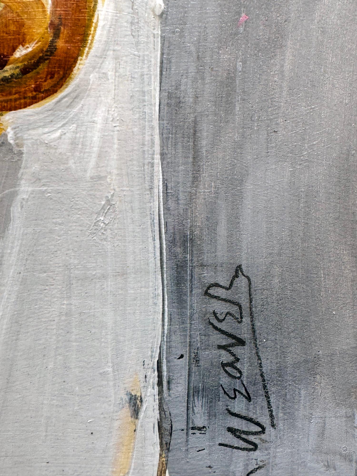 Couverture d'album d'un Saxophone Jazz Musician Charlie Parker - Gris Figurative Painting par Robert Weaver