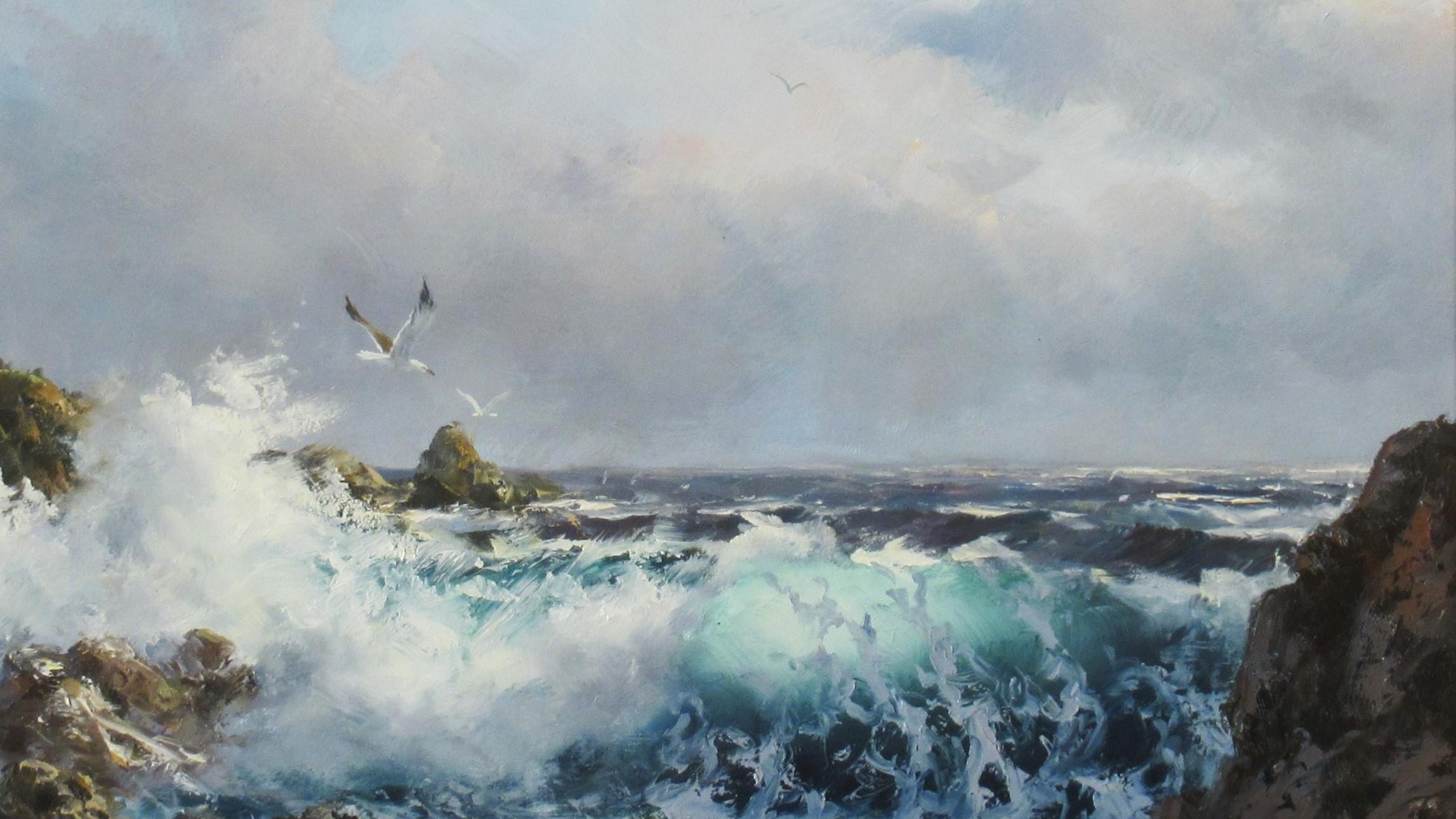 Kalifornische Küste (Braun), Landscape Painting, von Robert Wee