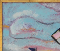 Cubist Cool Toned Abstract Picasso Style Boat at Sea Impressionist Landscape