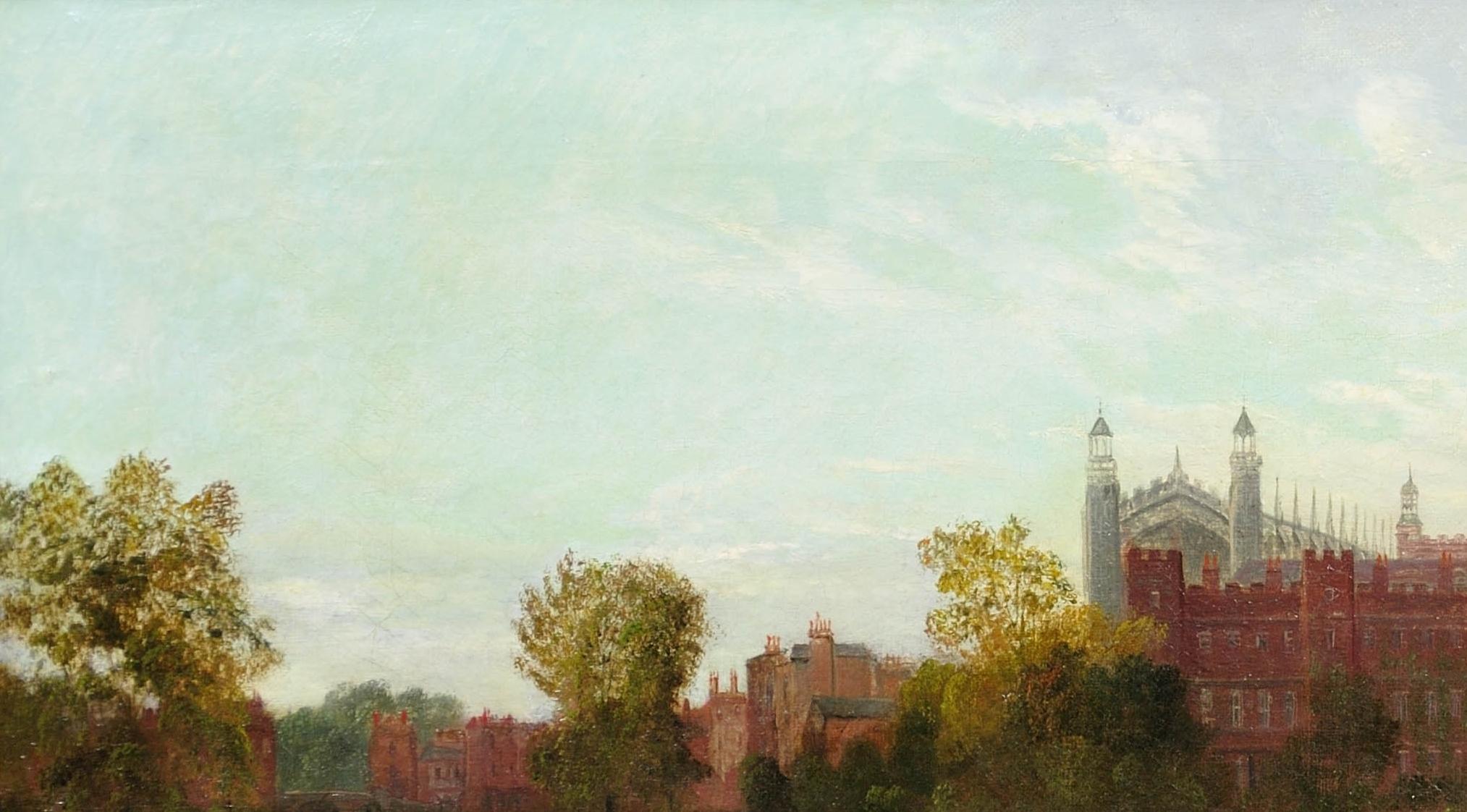 Eton College and Chapel and the Banks of the River Thames.Victorian Oil Painting 11