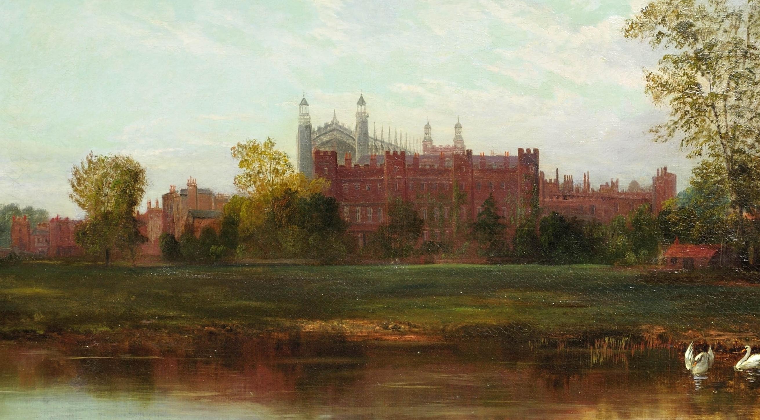 Eton College and Chapel and the Banks of the River Thames.Victorian Oil Painting 15