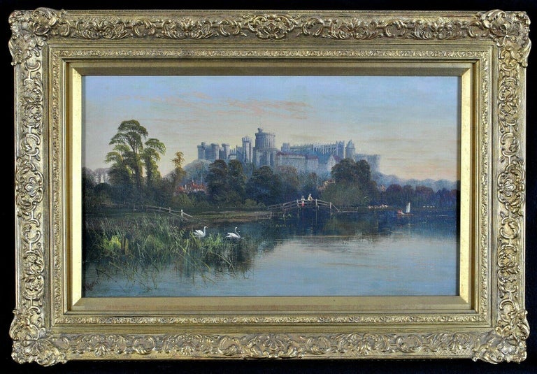 A beautiful 19th century Victorian oil on canvas depicting Windsor Castle from the river Thames, by Robert Weir Allan. Excellent quality and condition depiction of the famous royal residence by an accomplished artist. 

The work is signed lower left