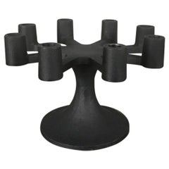 Robert Welch Brutalist Black Iron Taper Candelabra in Original Box, Signed