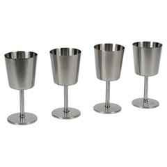 Vintage Robert Welch for Old Hall, Stainless Steel Wine Goblets, 1960s, Mid-Century