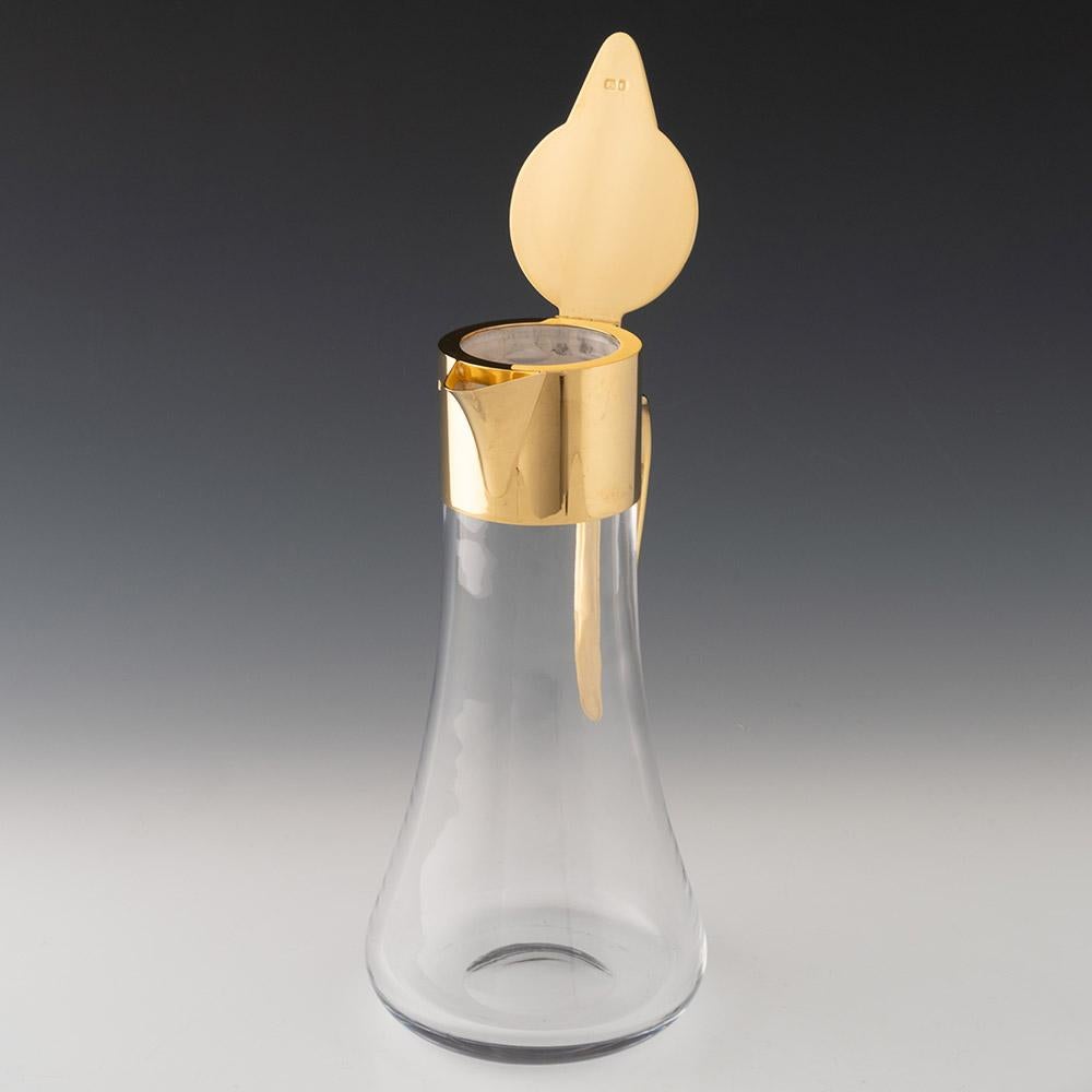 Robert Welch Gilt Silver and Glass Claret Jug London 1988 In Good Condition For Sale In Tunbridge Wells, GB