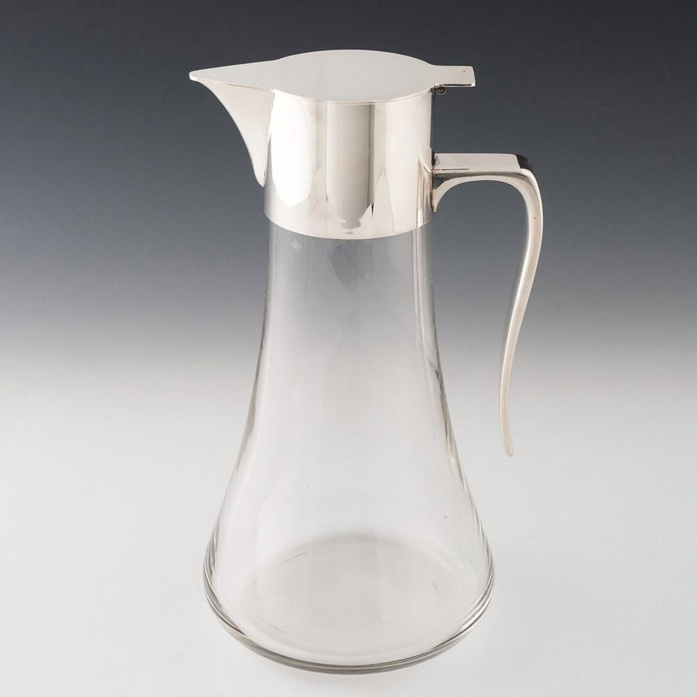 British Robert Welch Silver and Glass Claret Jug 1974 For Sale