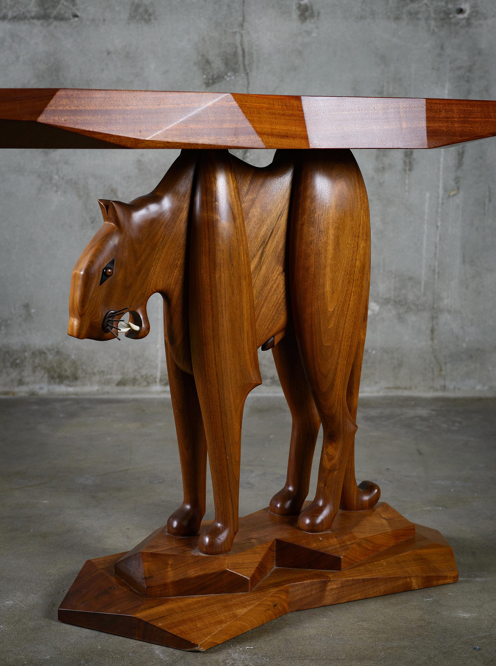 Metal Robert Whitley Leopard Figure Table For Sale