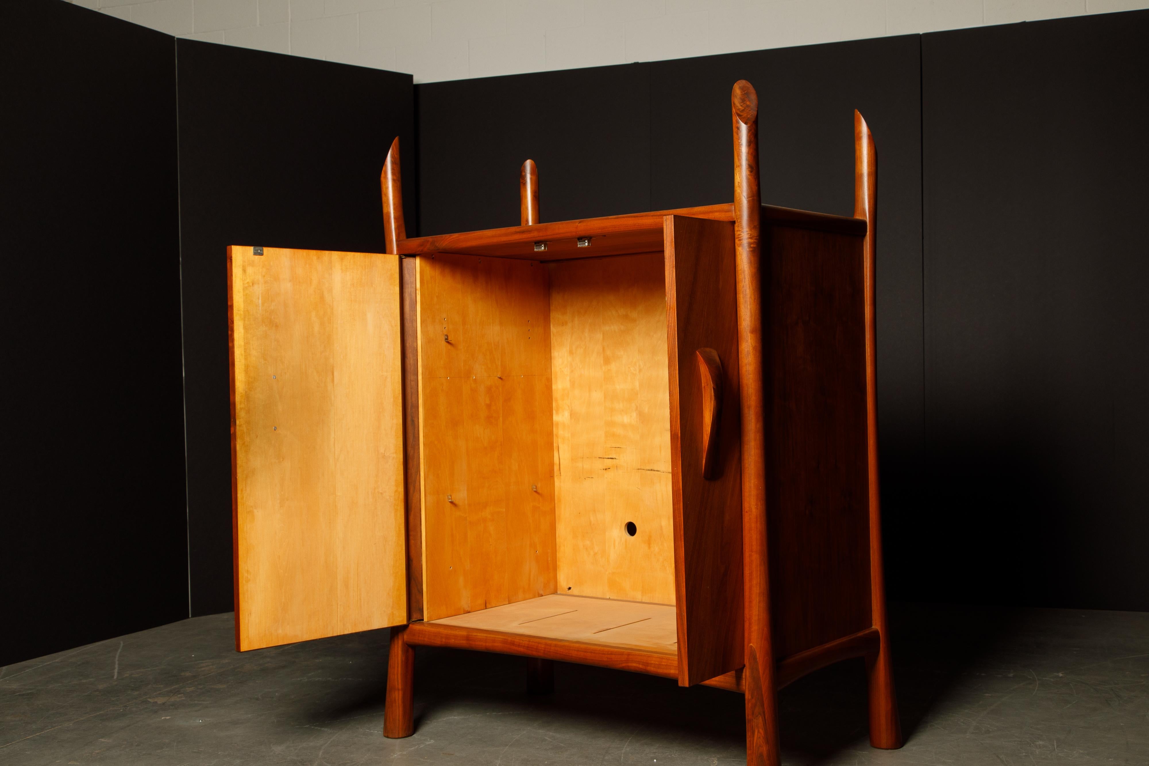 Robert Whitley Sculptural Walnut Studio Craftsman Cabinet, New Hope PA, 1970s In Good Condition For Sale In Los Angeles, CA