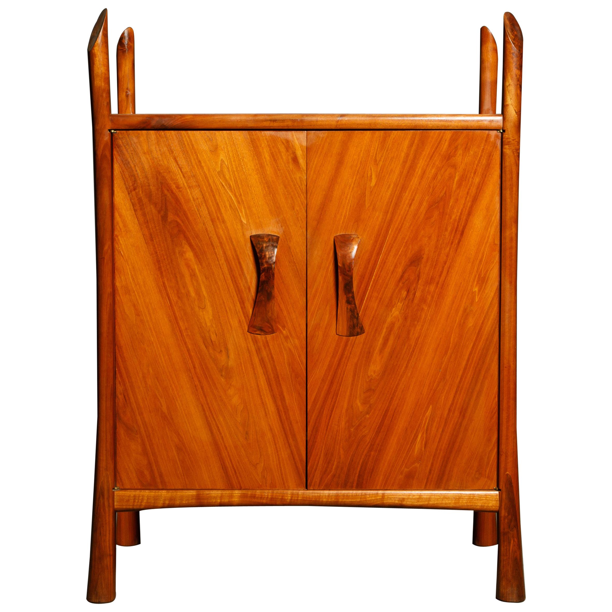 Robert Whitley Sculptural Walnut Studio Craftsman Cabinet, New Hope PA, 1970s