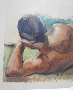 Robert Whitmore "Male at Rest" Oil Painting, Early 20th Century