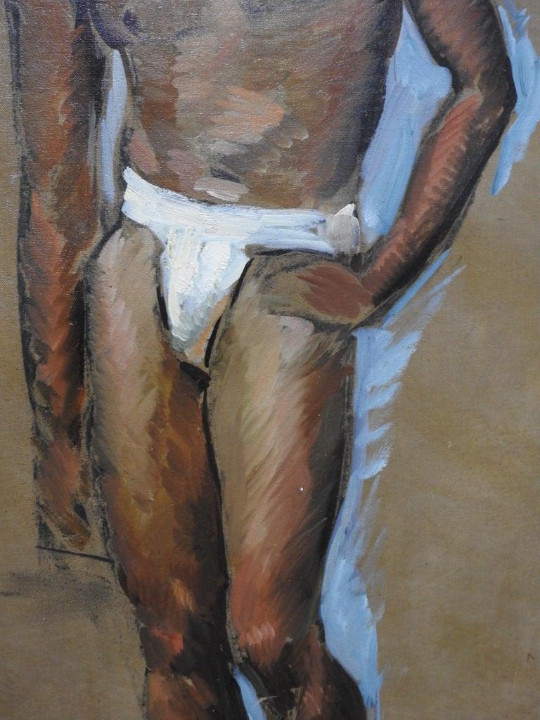 Hand-Painted Robert Whitmore Oil Painting of Male Model For Sale