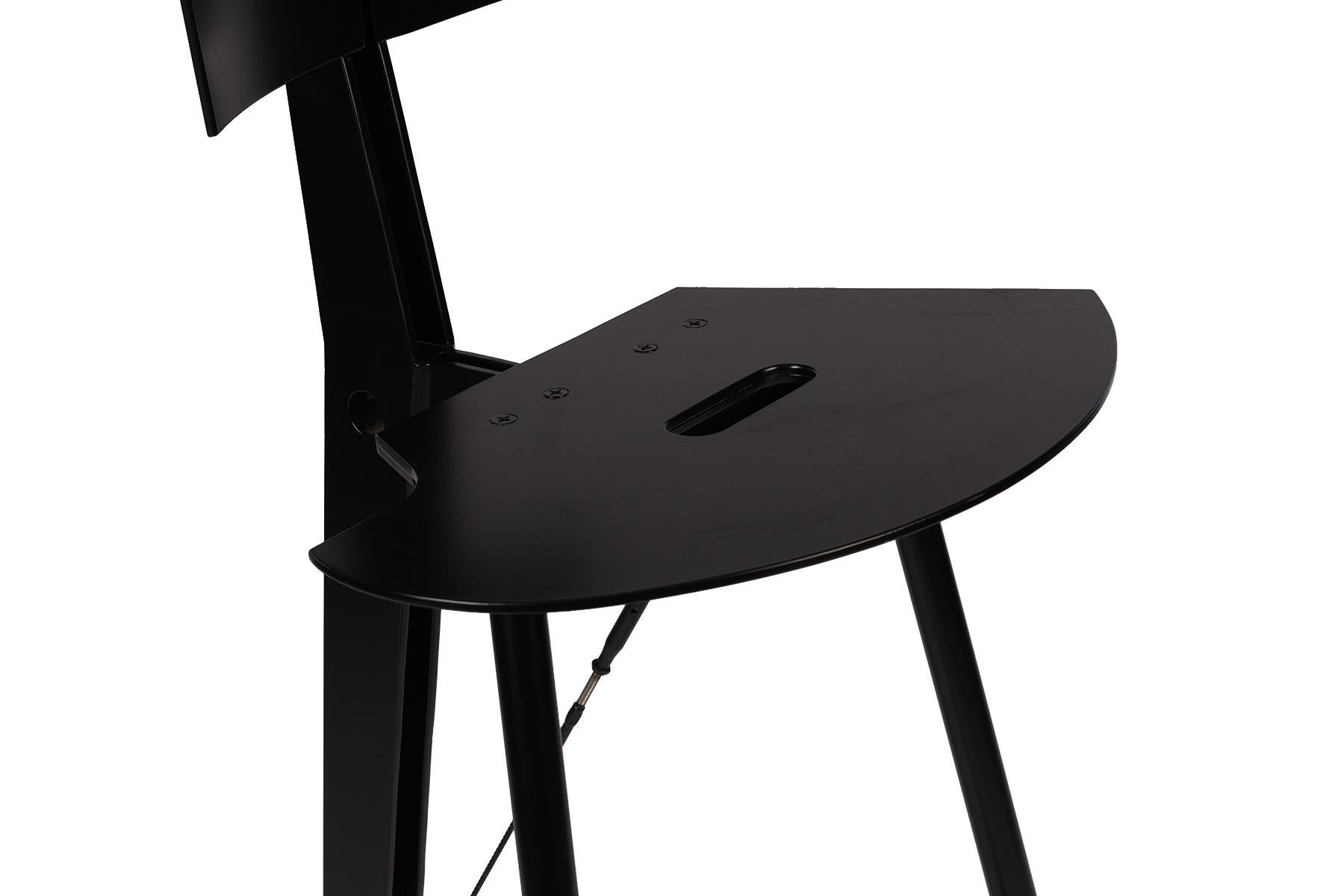 American Black Drafting Stool by Architect Robert Whitton, 1980's For Sale