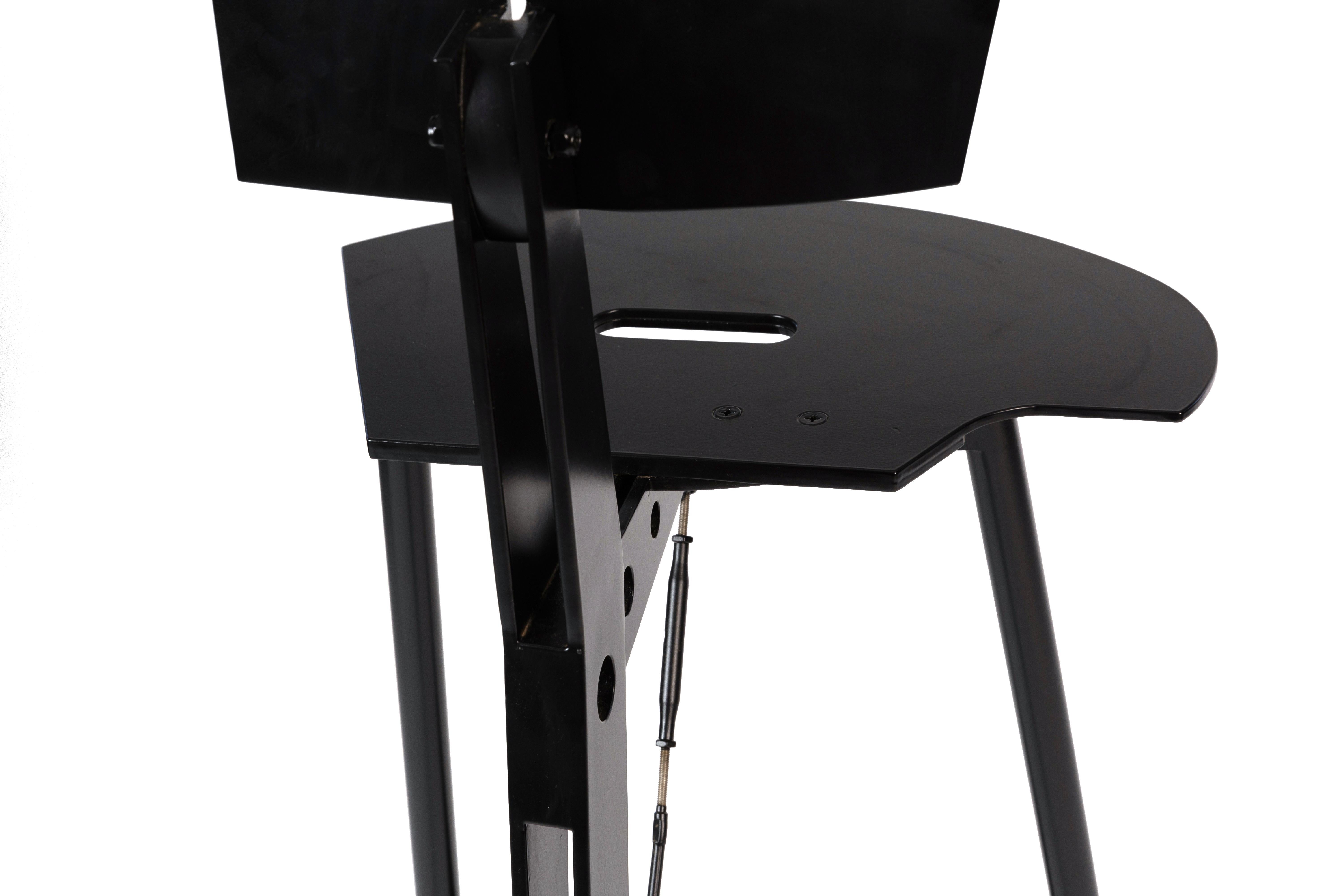 Black Drafting Stool by Architect Robert Whitton, 1980's In Good Condition For Sale In Phoenix, AZ