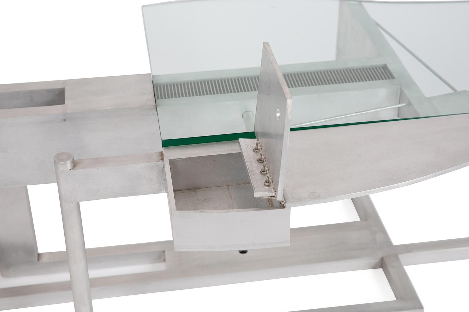 American Robert Whitton Prototype Coffeetable in Aluminum and Glass
