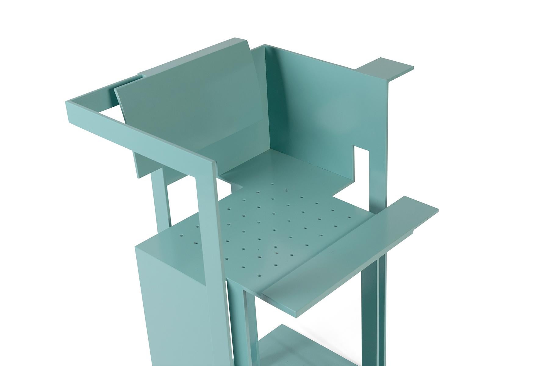 Robert Whitton Turquoise Architectural One-Off Chair  In Good Condition For Sale In Phoenix, AZ