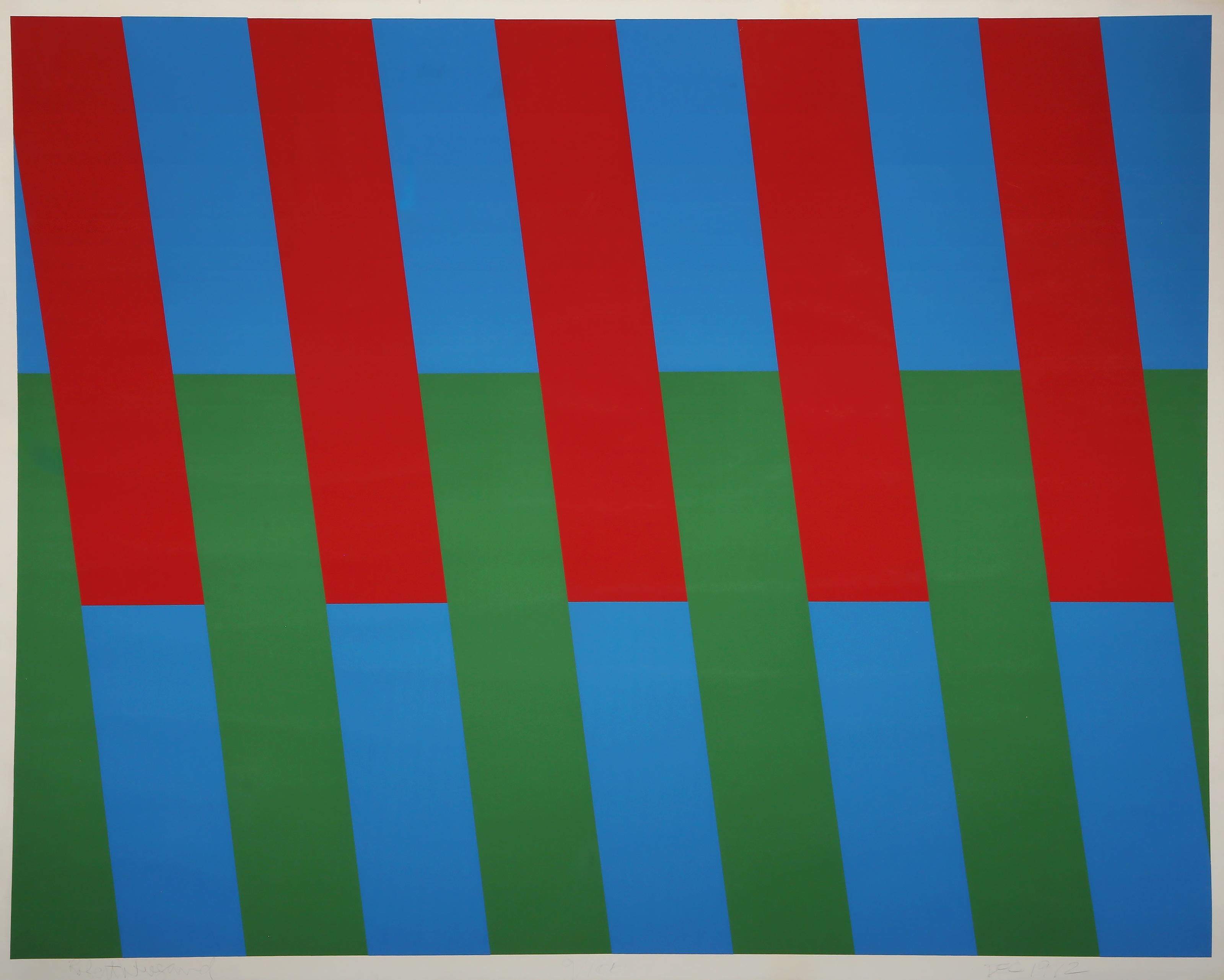 Robert Wiegand, americano (1934 - 1994) - City Walls, anno:  1972, Medio:  Serigrafia su carta con supporto in tela, firmata, numerata e datata a matita, edizione:  9/100, Dimensione immagine:  48 x 60 pollici, Dimensioni:  50.5 x 62 in. (128.27 x