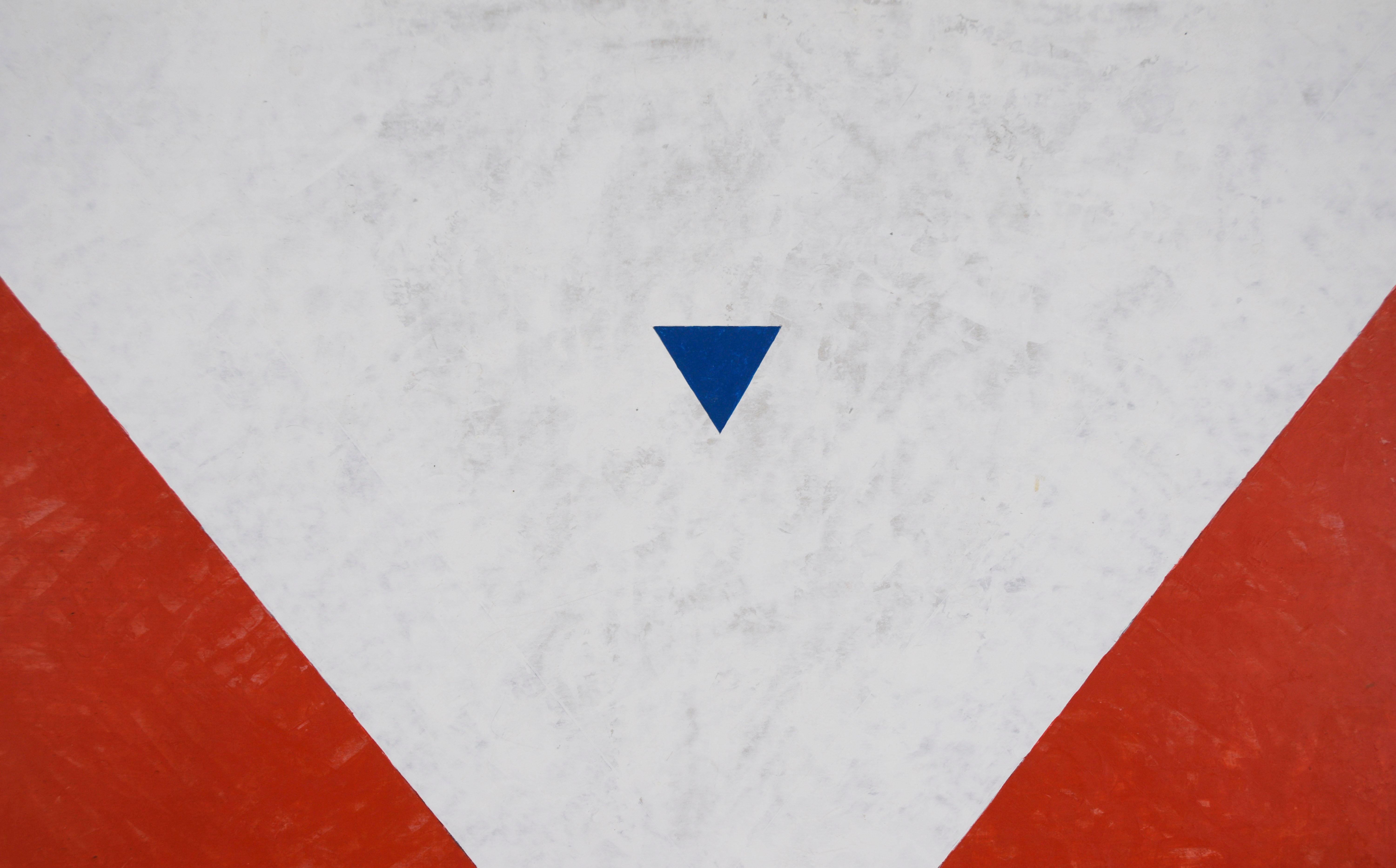 Arte geometrica originale ad olio Rosso su Bianco - Painting di Robert Wilham Hends