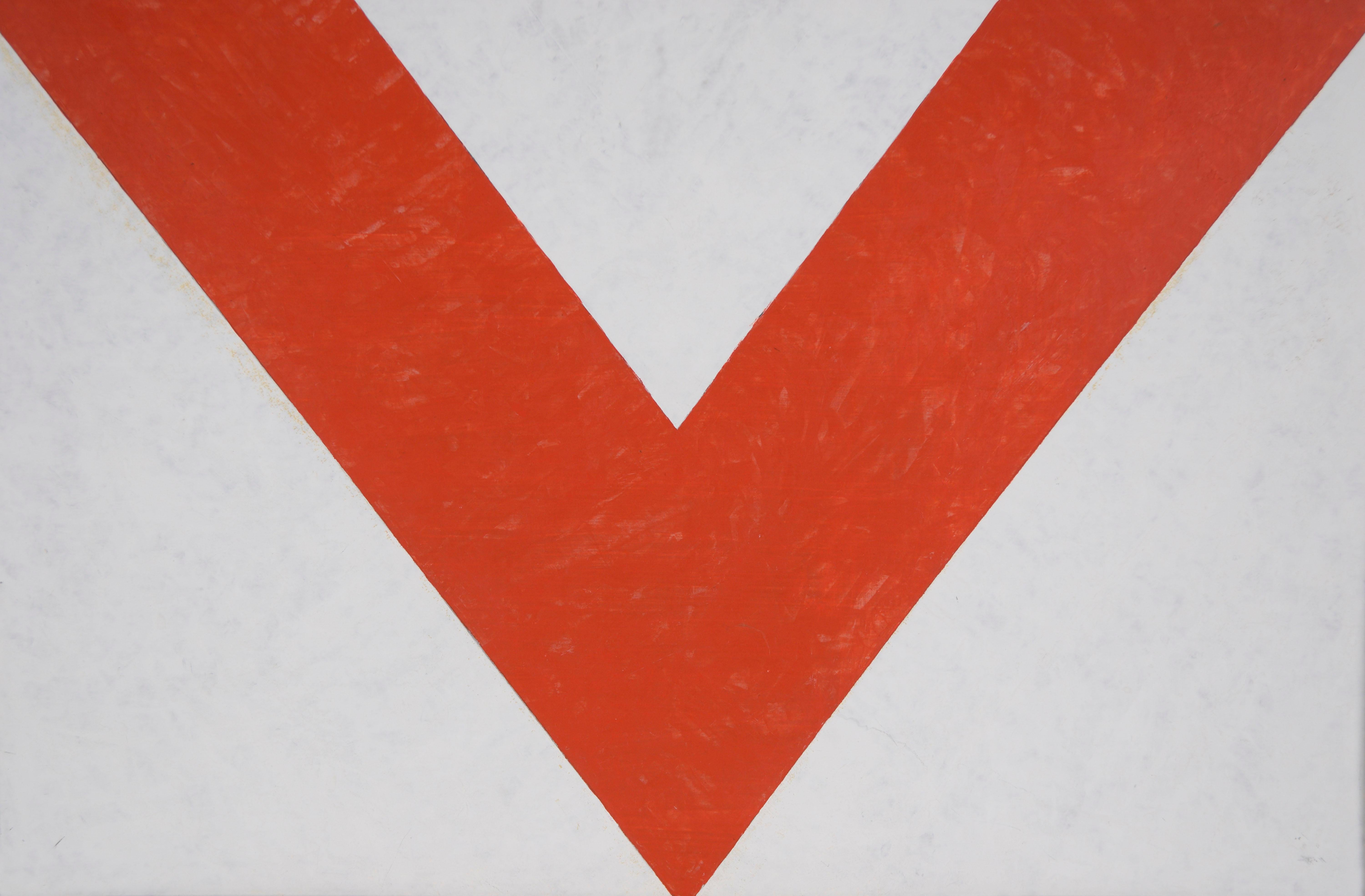 Arte geometrica originale ad olio Rosso su Bianco - Painting American Modern di Robert Wilham Hends