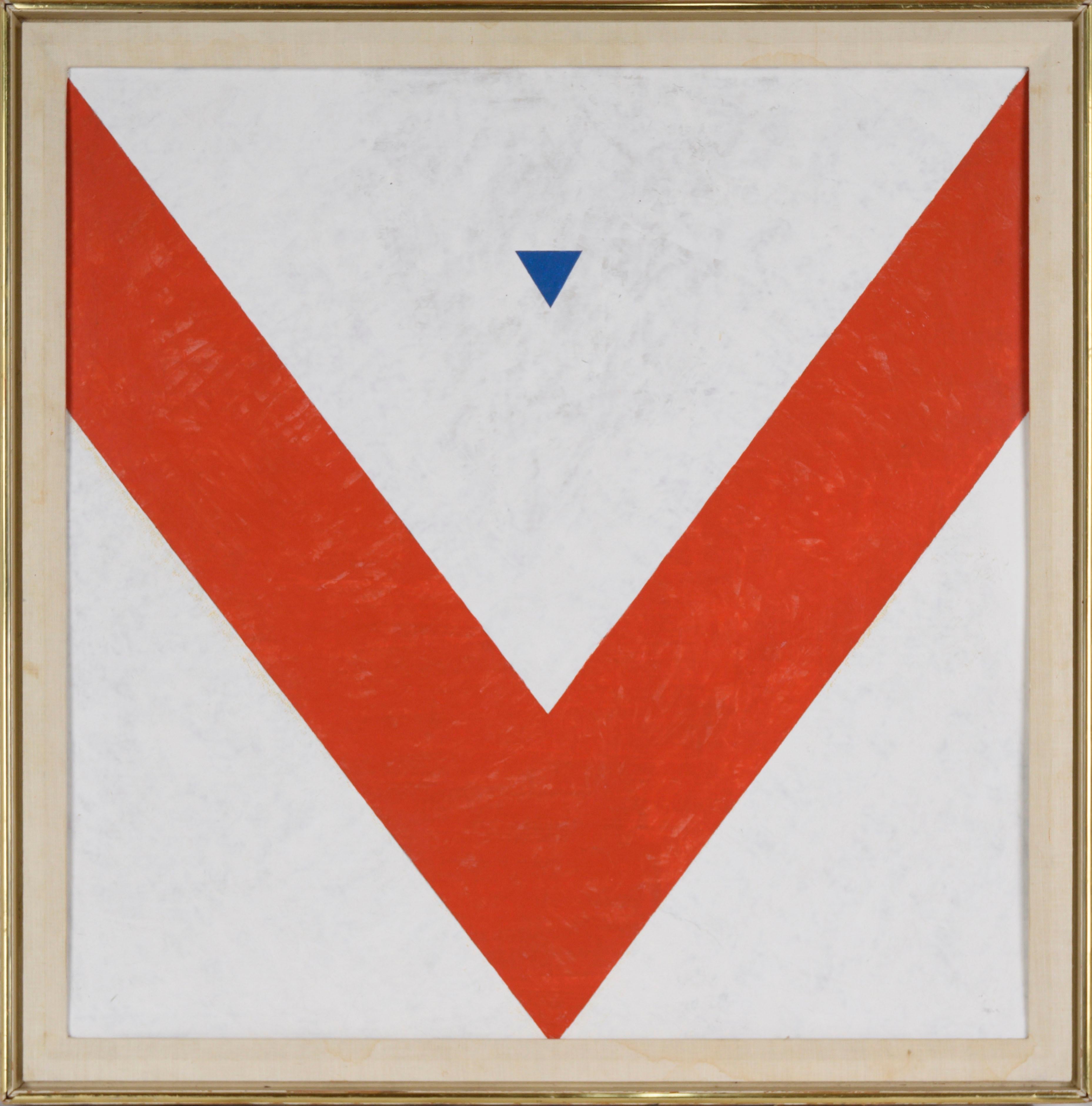 Arte geometrica originale ad olio Rosso su Bianco
