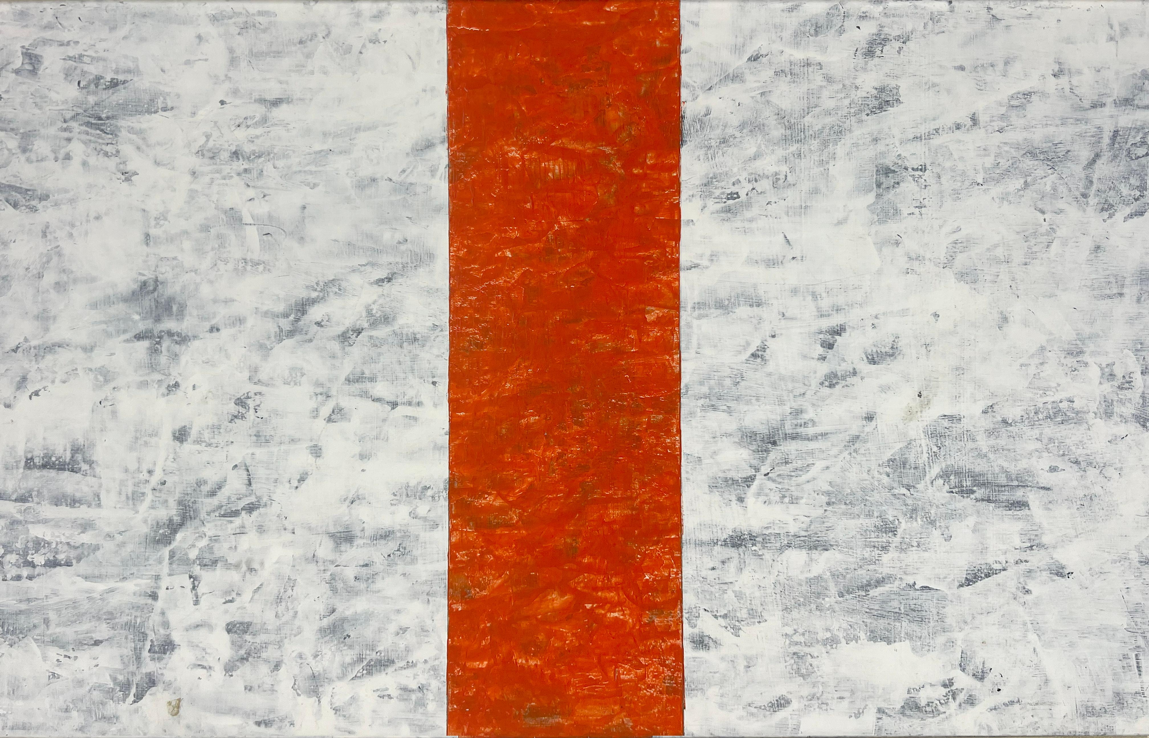 Abstrakte geometrische Komposition in Weiß, Rot und Blau Original Acryl auf Karton

Kräftige abstrakte Komposition von Robert William Hinds (Amerikaner, geb. 1926). Diese Komposition ist weiß über einem blassblauen Grundanstrich gebürstet, ein
