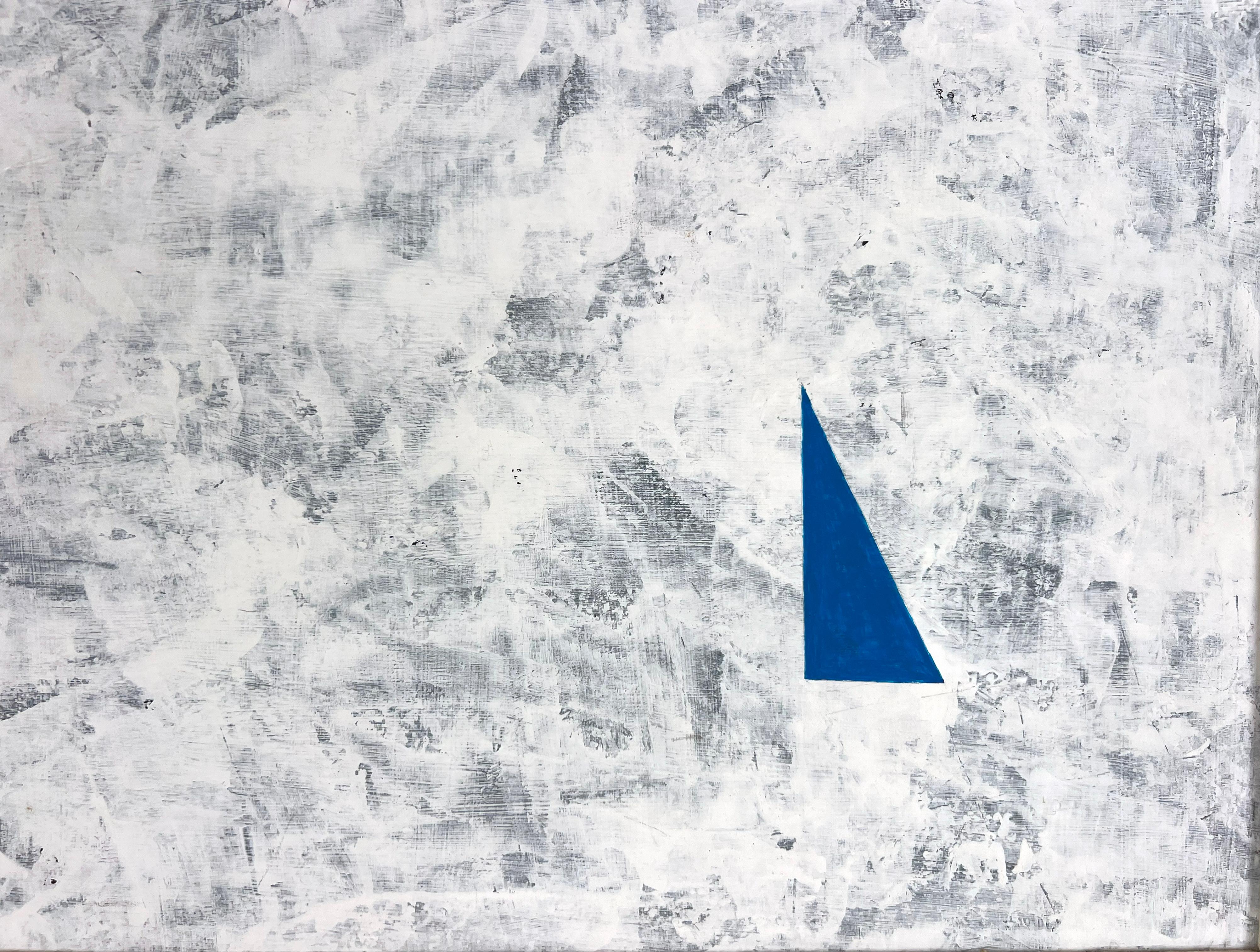 Abstrakte geometrische Komposition in Weiß, Rot und Blau Original Acryl auf Karton im Angebot 1