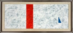 Abstract Geometric Composition in White, Red and Blue Original Acrylic on Board