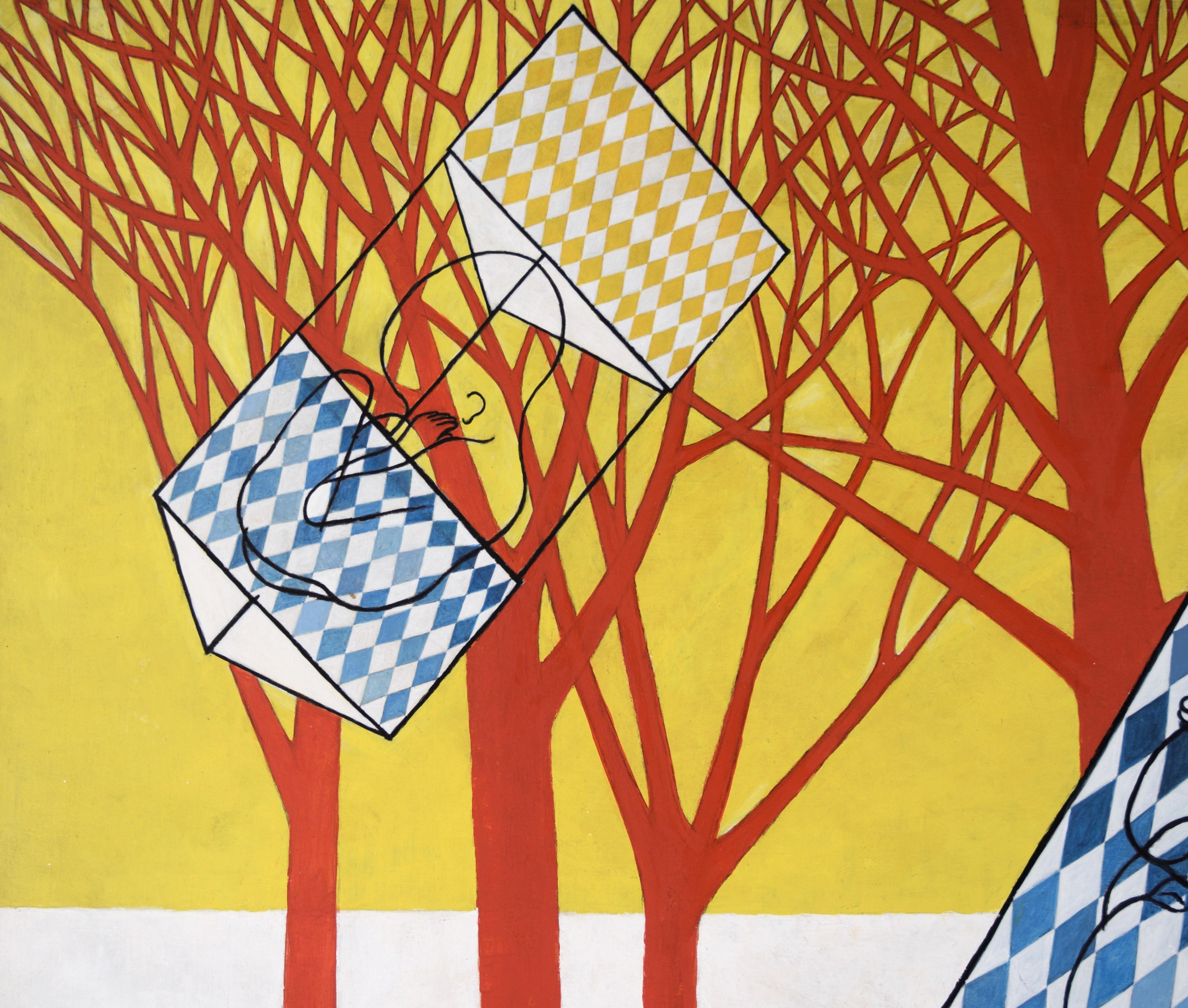 Retrato surrealista a gran escala en acrílico sobre tabla - Painting Contemporáneo de Robert William Hinds