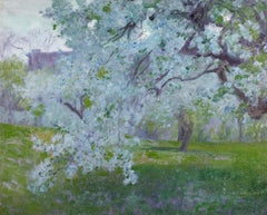 Pommiers en fleurs - Impressionist Landscape Oil by Robert William Vonnoh