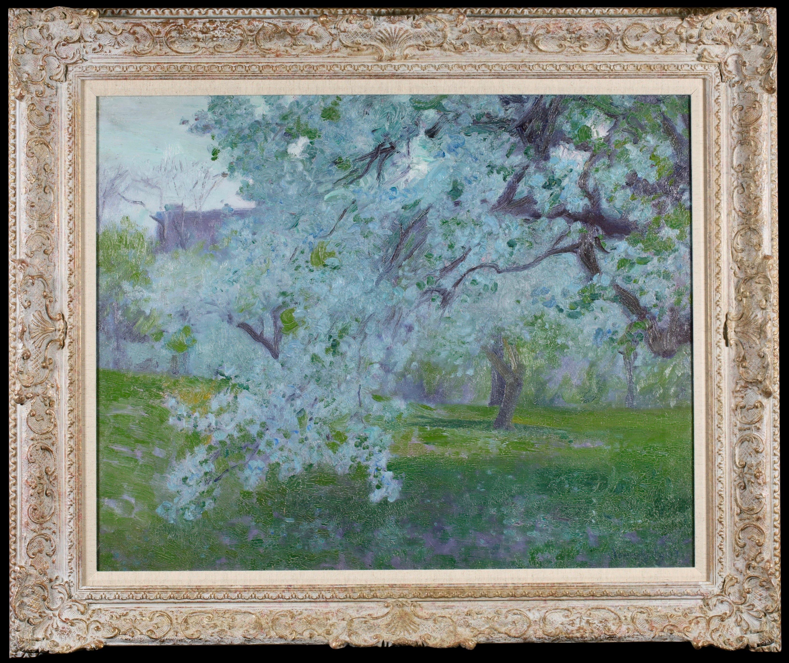 Pommiers en fleurs - Impressionist Landscape Oil by Robert William Vonnoh