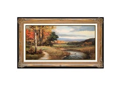 Vintage Robert William Wood Original Painting Oil On Canvas Large Signed Fall Landscape