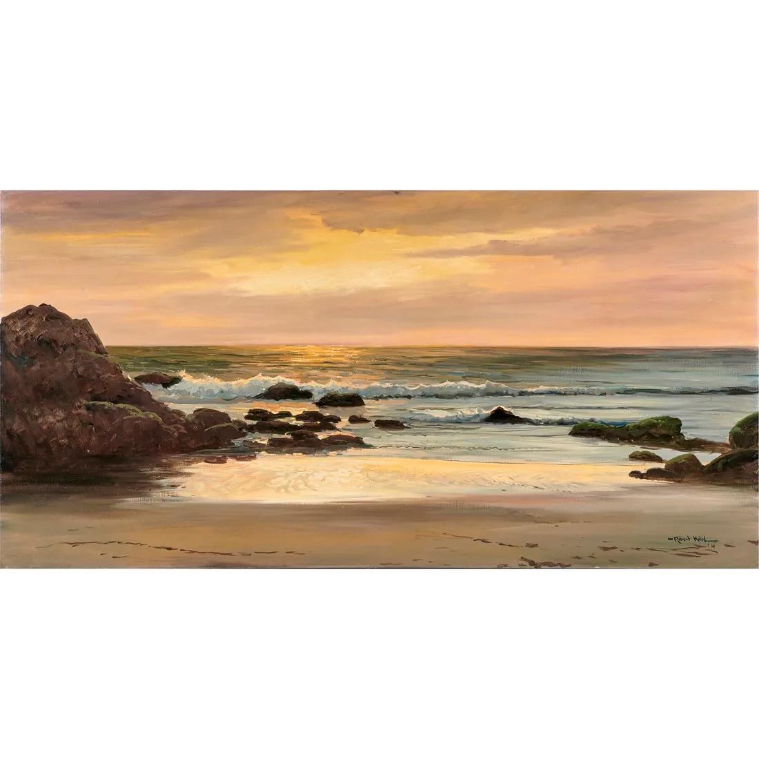 Landscape Painting Robert William Wood - Tableau de paysage marin de Robert Wood "Golden Splendor".