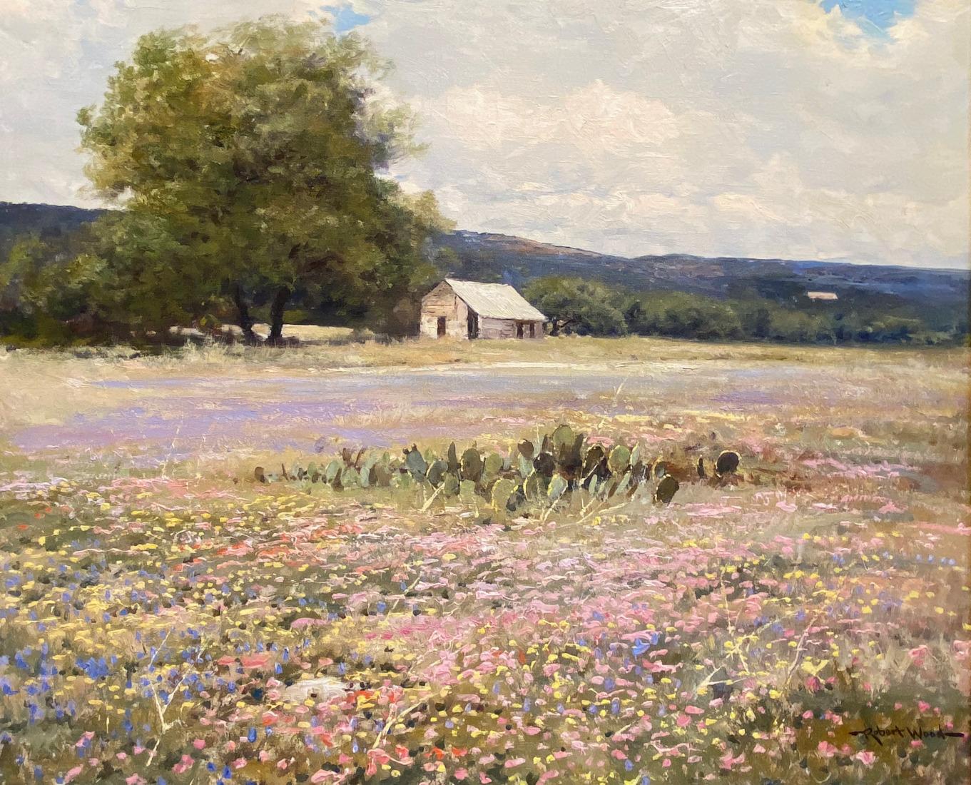 Robert William Wood Landscape Painting - "SPRING MIX" TEXAS HILL COUNTRY WILDFLOWERS IMAGE: 25 X 30
