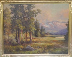 Sunset in the Sierra's 1942 - California Mountain Landscape oil on canvas framed