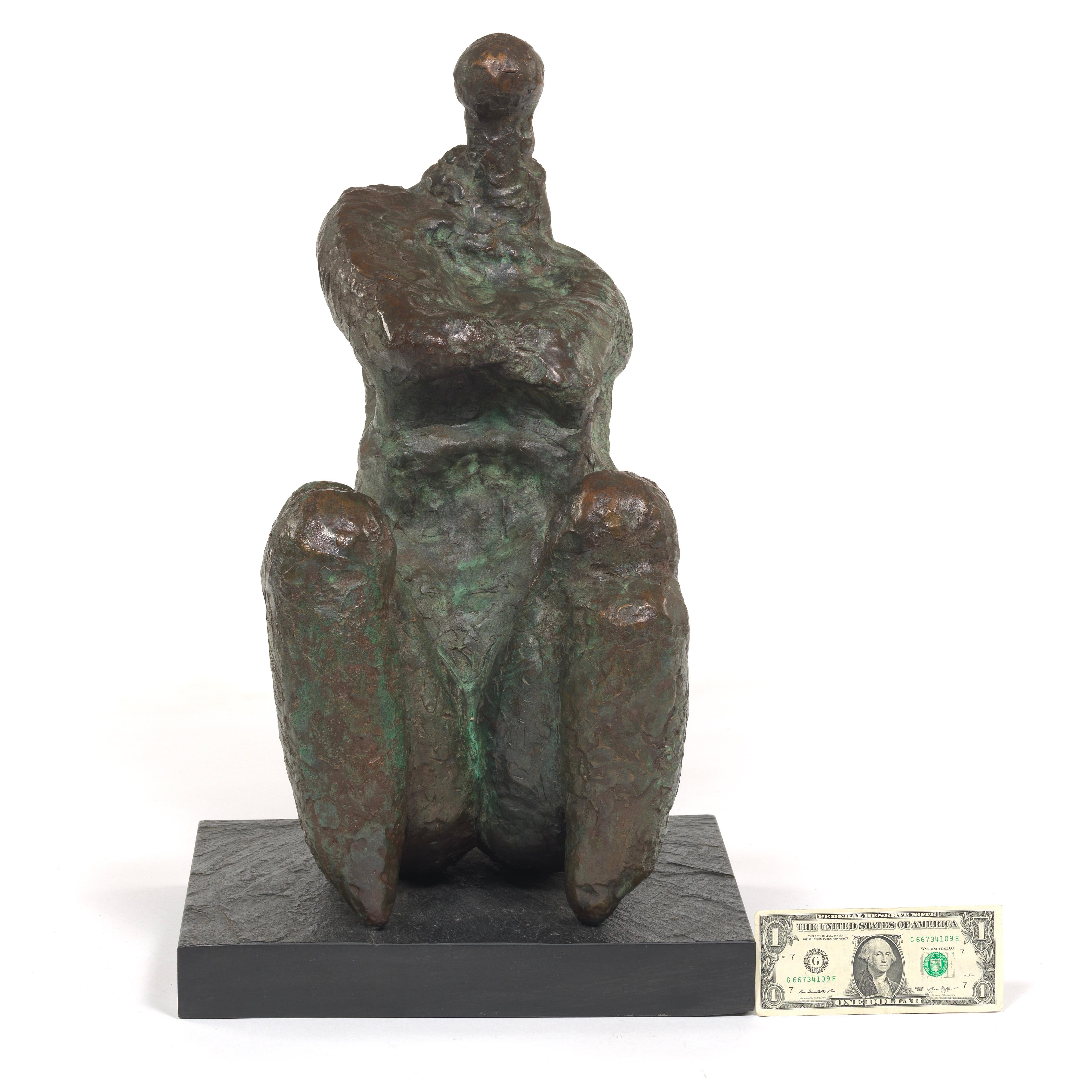Large and abstract figural bronze sculpture by Robert Winslow. The sculpture is signed.