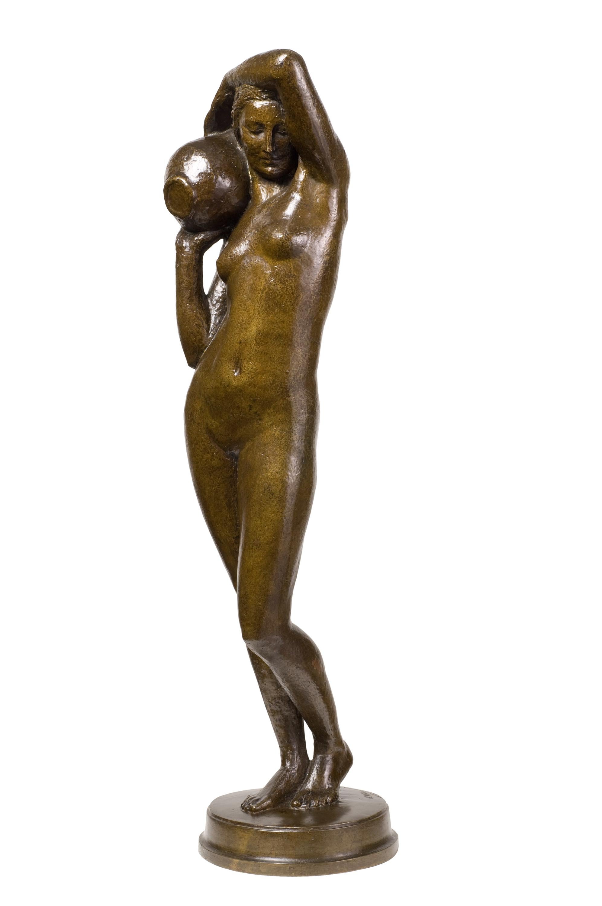 La Source (Il ruscello) - Nude Sculpture Oro di Robert Wlérick 