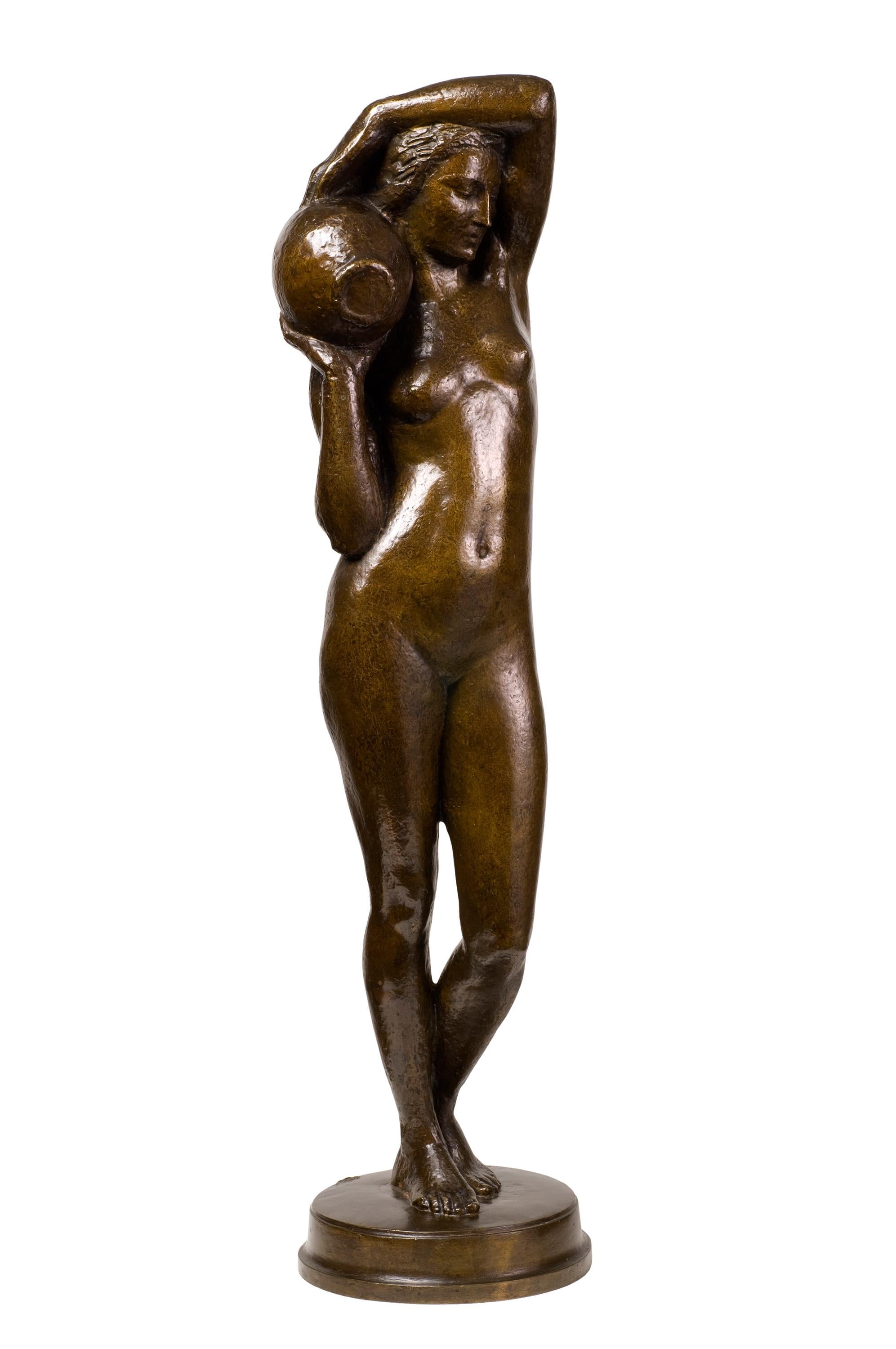 Una superba versione ridotta di un'opera commissionata su larga scala che si trova a Bordeaux presso l'Hotel Fruges!  Una patina incantevole: una tonalità marrone più chiara ma ricca e calda, rara da vedere in un bronzo, insieme a una superficie