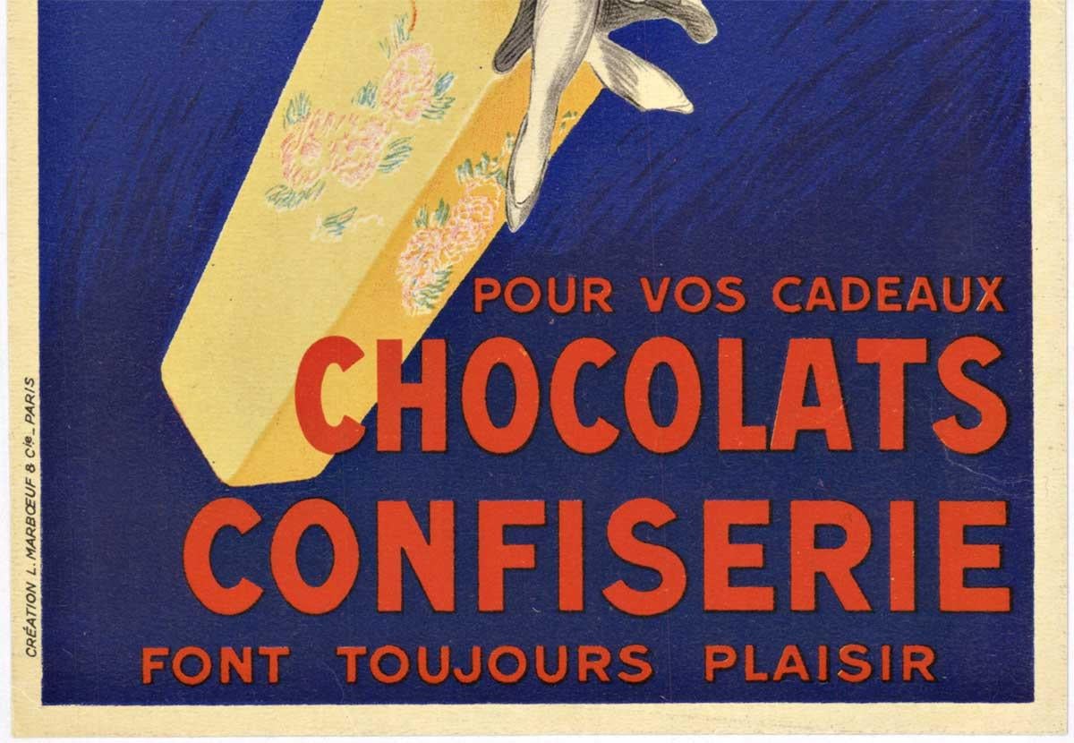 Original Chocolats Confiserie vintage French antique chocolate poster - Print by Robert Wolff (a.k.a. Robys)