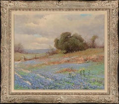 "APRIL" TEXAS HILL COUNTRY BLUEBONNETS IMAGE: 25 X 30 FRAME: 33 X 38 CIRCA 1940S