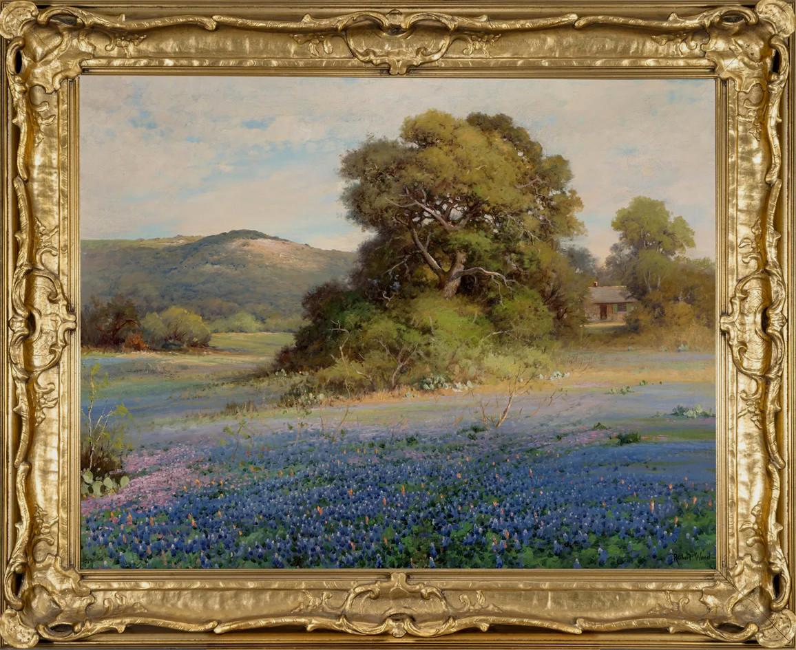 "BLUE HEAVEN" BLUEBONNET 1930s NEWCOMB MACKLIN FRAME 38 x 46 Framed Robert Wood