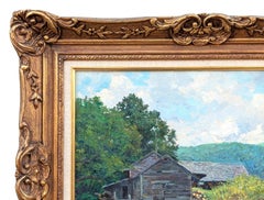 "Old Mill" Naturalistic Green Toned Pastoral Country Oil Landscape Painting