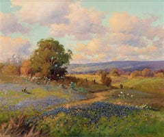 "TEXAS HILL COUNTRY TRAIL"   BLUEBONNET IMAGE: 25 X 30 FRAME: 32 X 38 CIRCA 1942