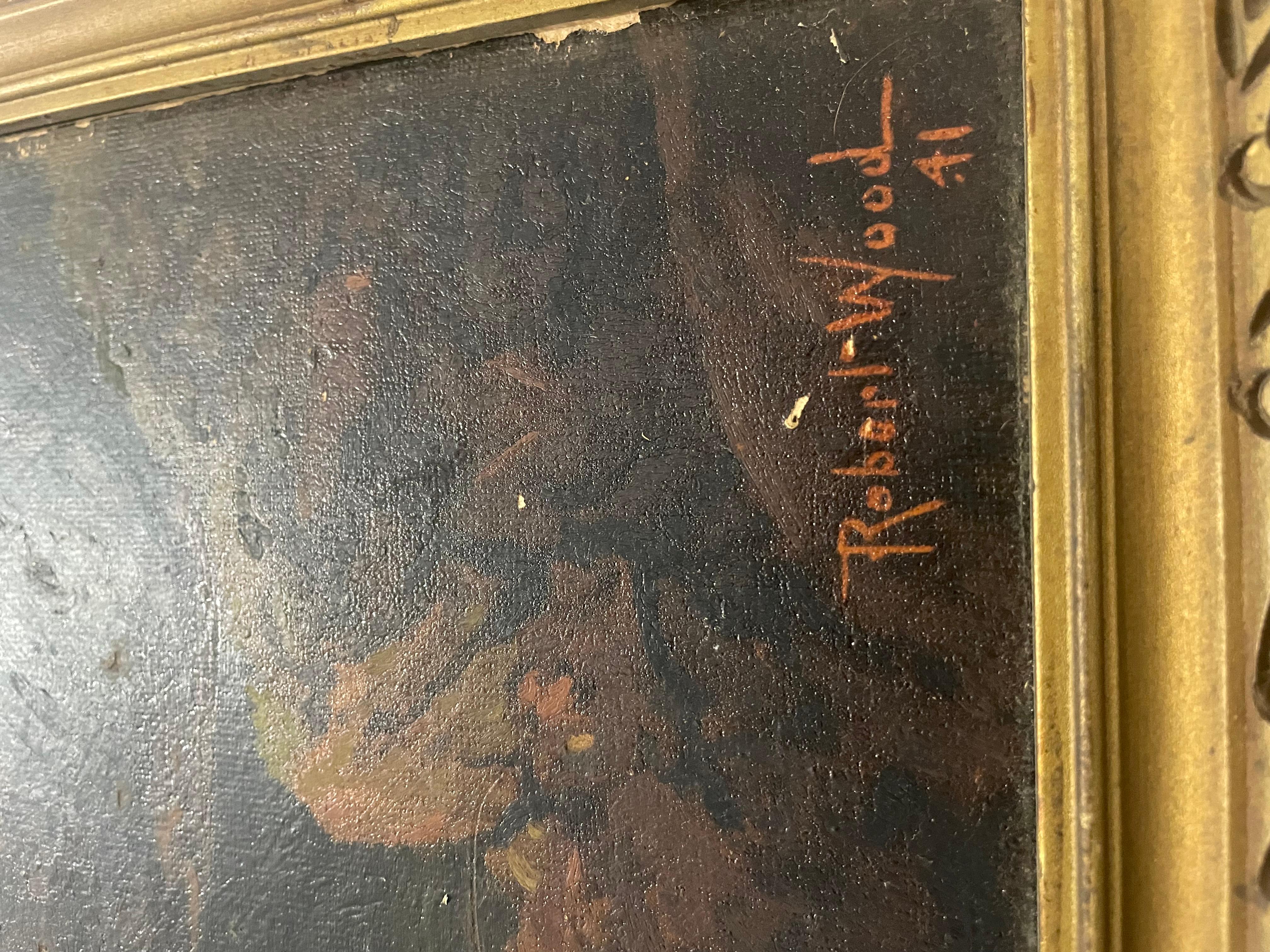 Questo è un dipinto a olio originale di Wood, Robert W. Wood, 1941. Misure 34x28. Condit report il dipinto presenta alcuni danni. Piccolo foro sulla parte superiore, foro che è stato riparato al centro. Graffio minore sul lato destro. È comunque un